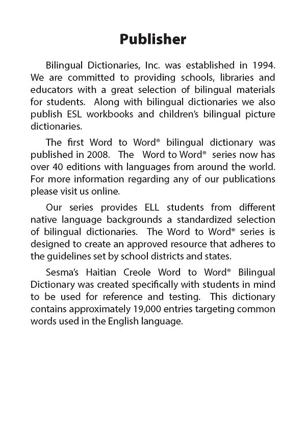 Haitian Creole BD Word to Word® Dictionary
