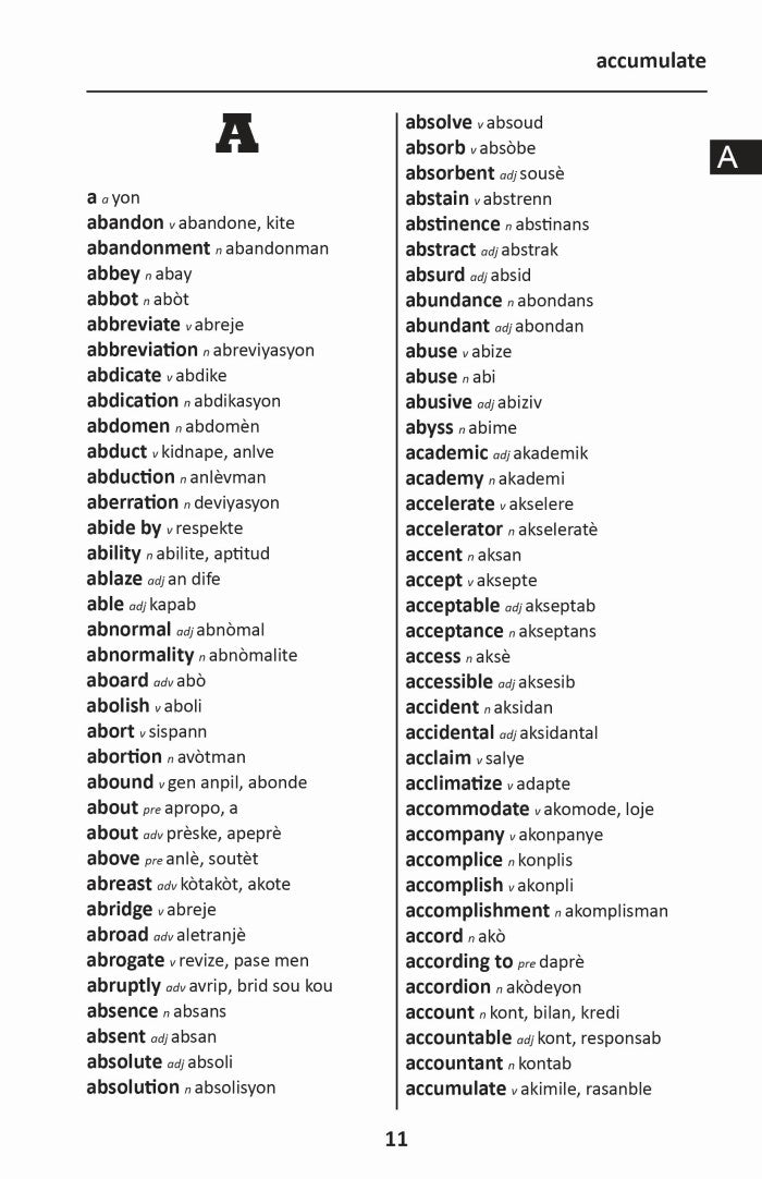 Haitian-Creole BD Word to Word® with Subject Vocab