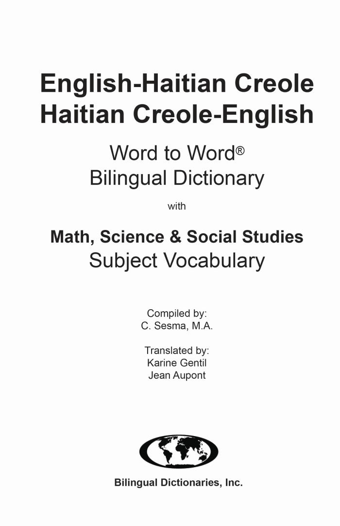 Haitian-Creole BD Word to Word® with Subject Vocab