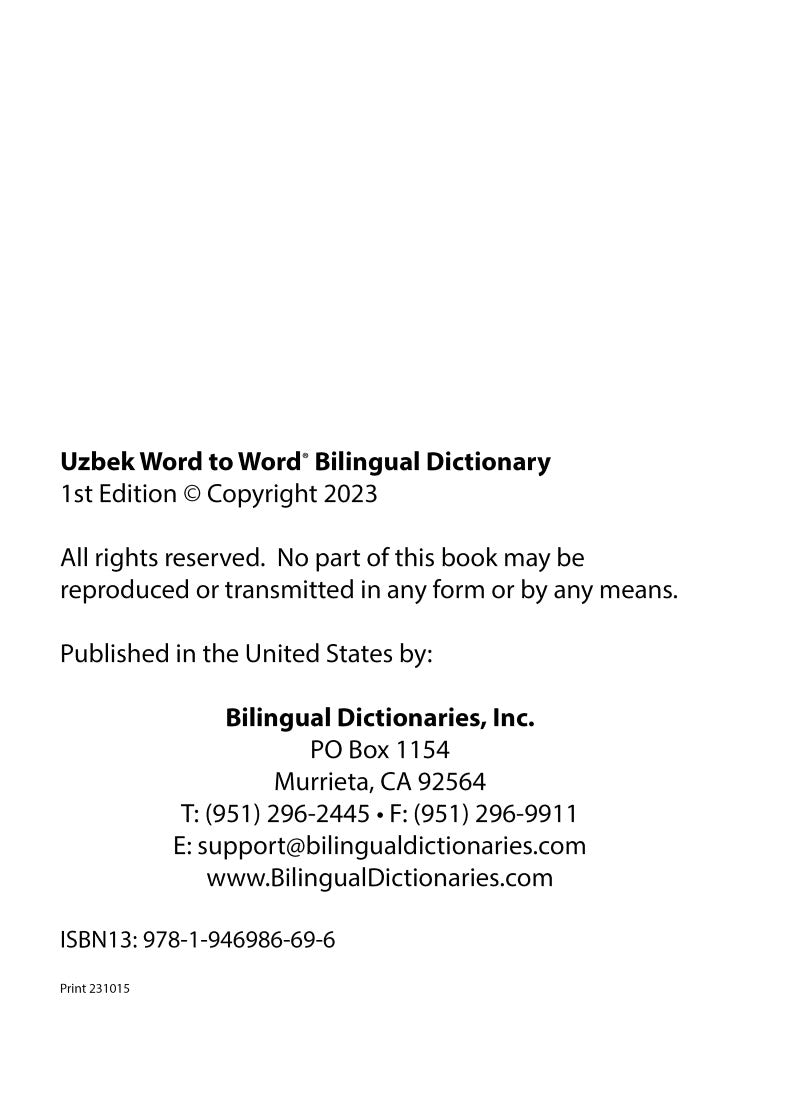 Uzbek BD Word to Word® Dictionary