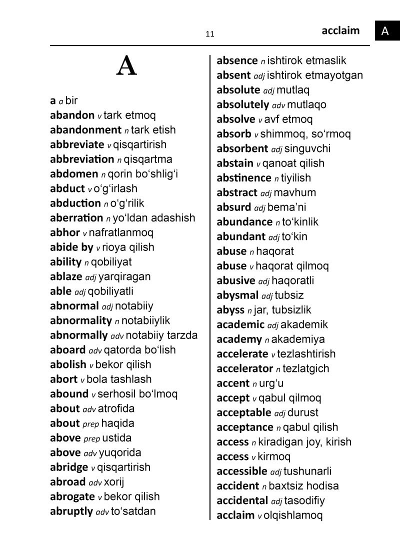 Uzbek BD Word to Word® Dictionary