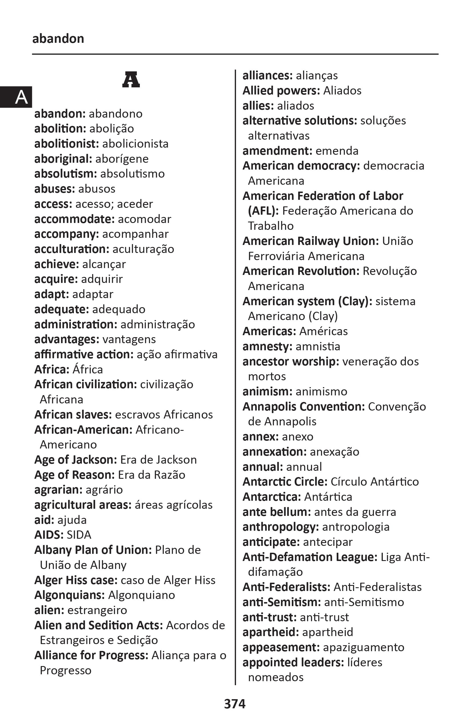 Portuguese BD Word to Word® with Subject Vocab