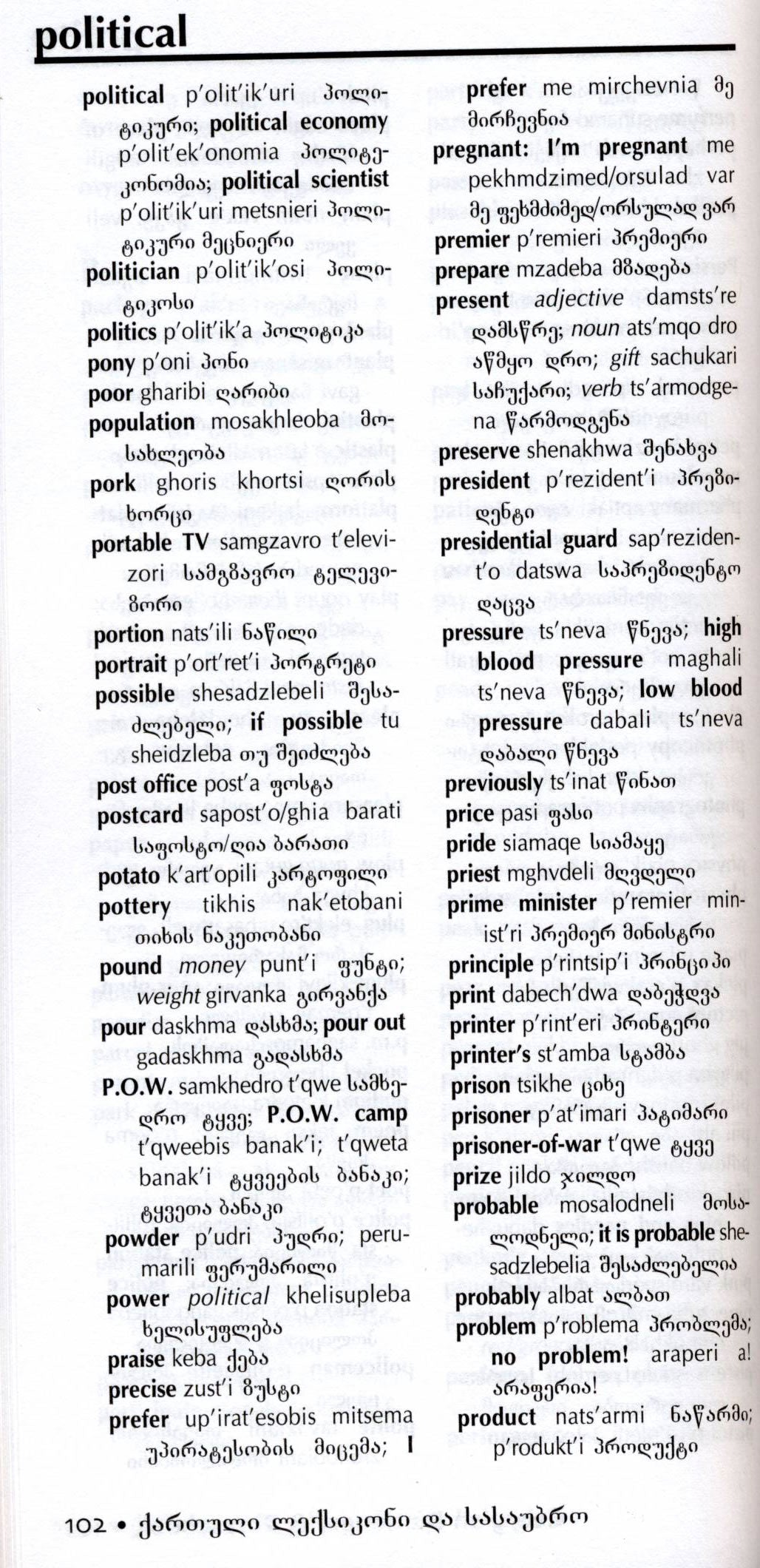 Georgian-English / English-Georgian Hipp Dictionary and Phrasebook