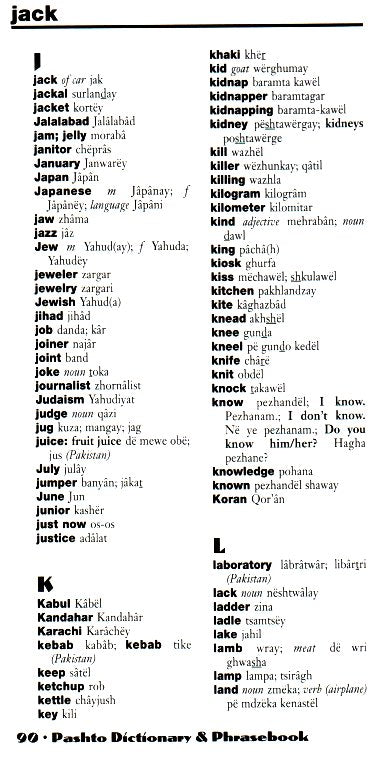 Pashto-English / English-Pashto Hipp Dictionary and Phrasebook