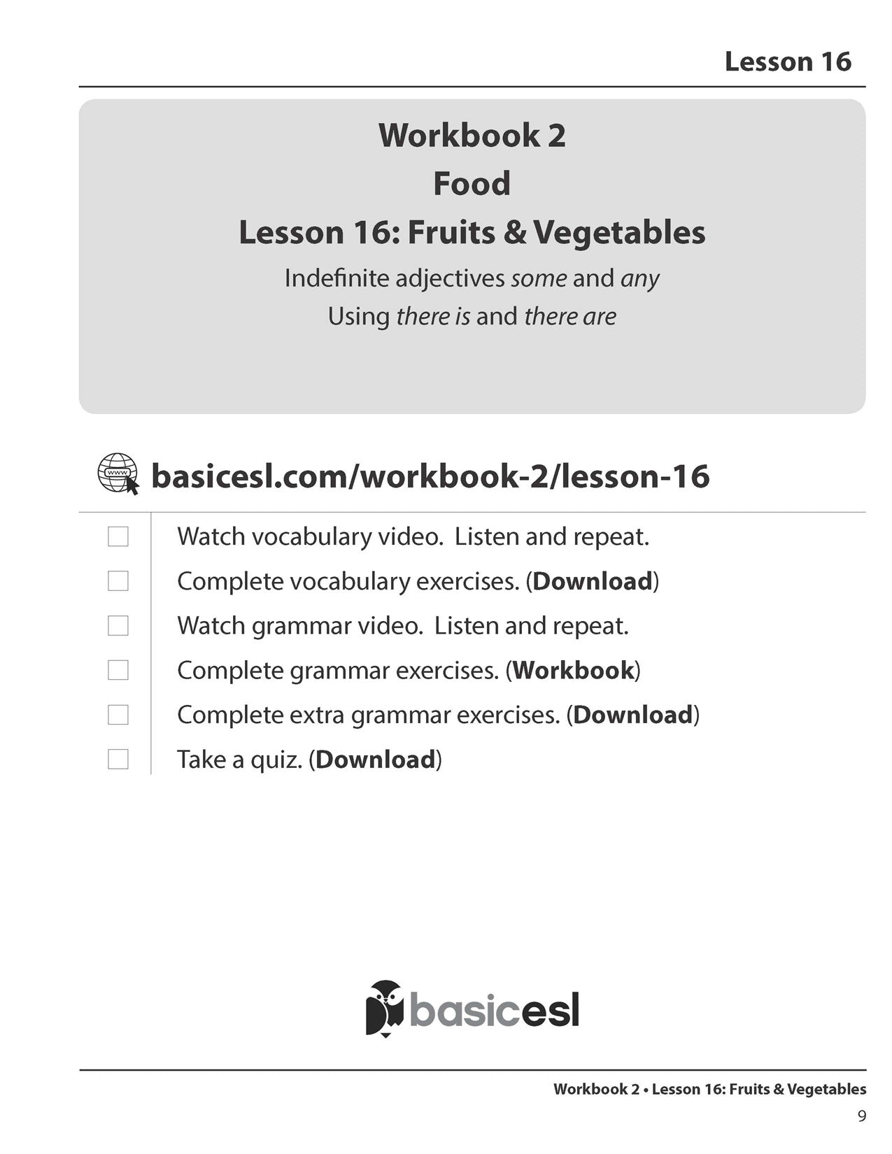 Basic ESL Workbook 2