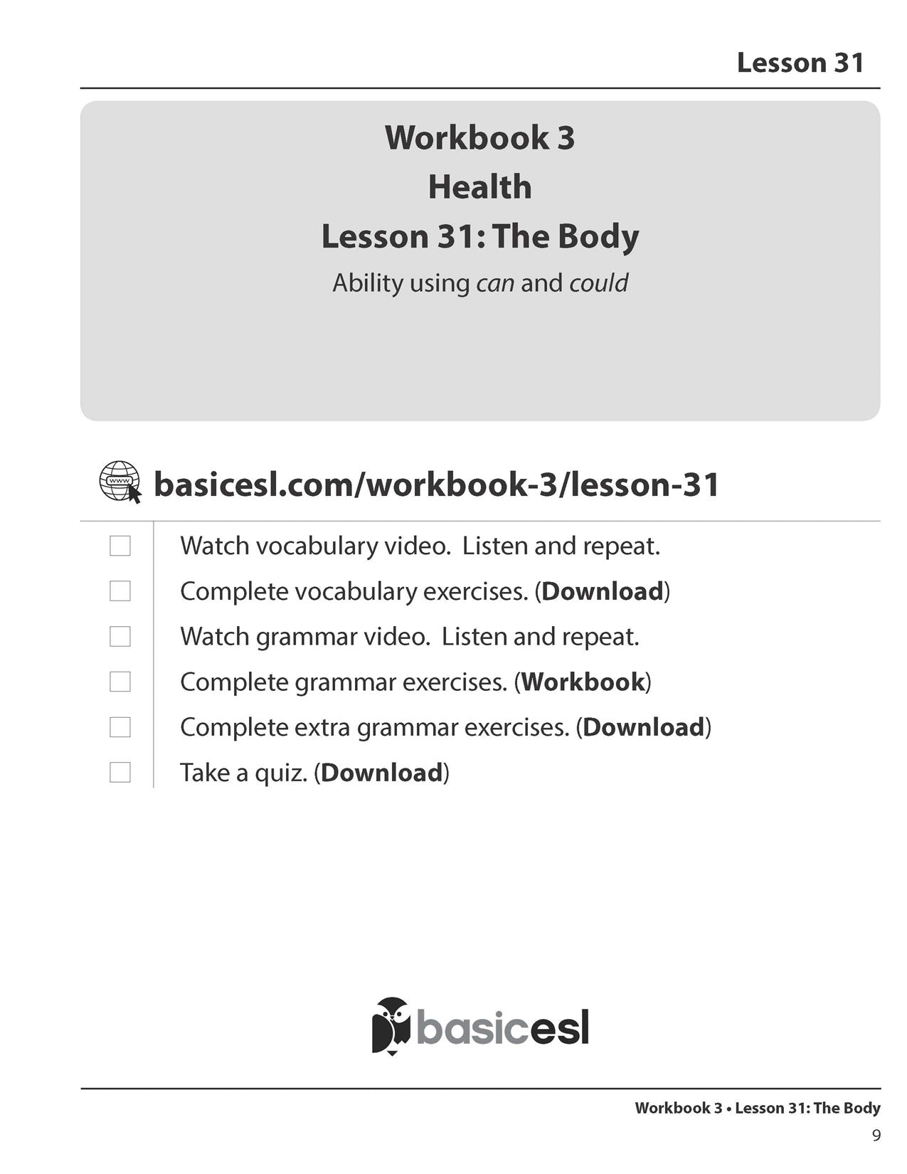 Basic ESL Workbook 3