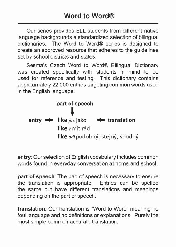 Czech BD Word to Word® Dictionary