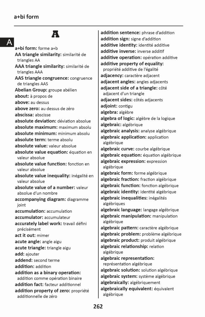 French BD Word to Word® with Subject Vocab