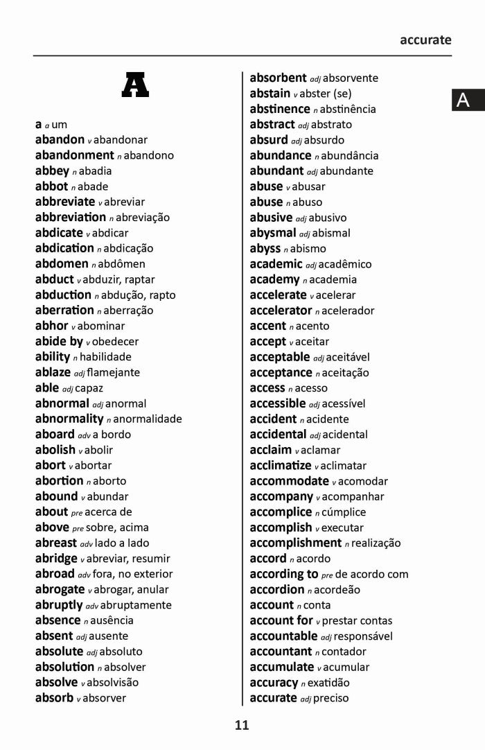 Portuguese BD Word to Word® with Subject Vocab