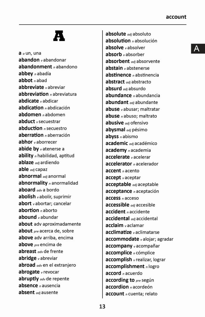 Spanish BD Word to Word® with Subject Vocab