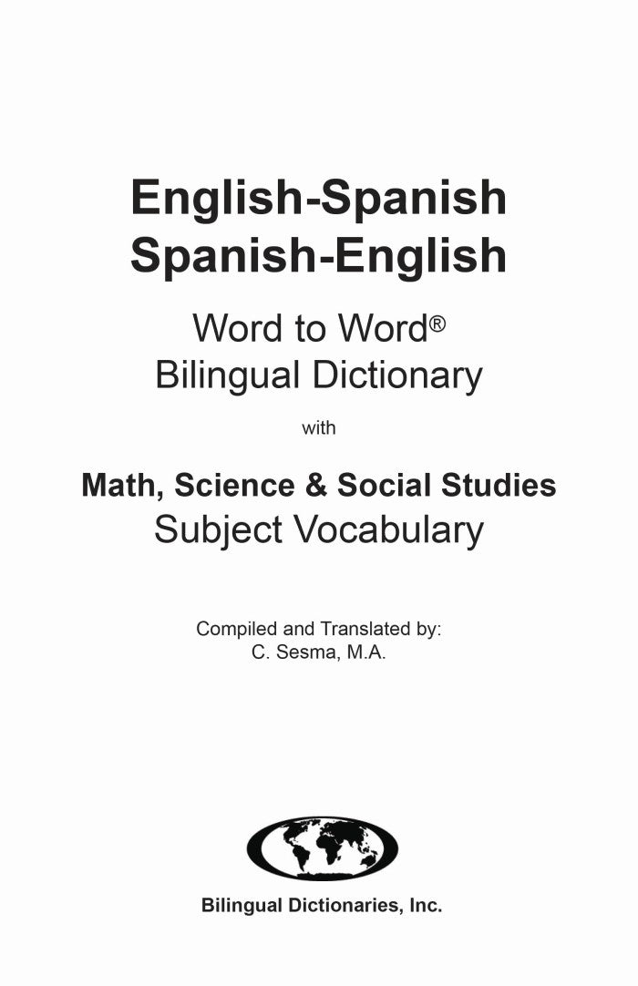 Spanish BD Word to Word® with Subject Vocab