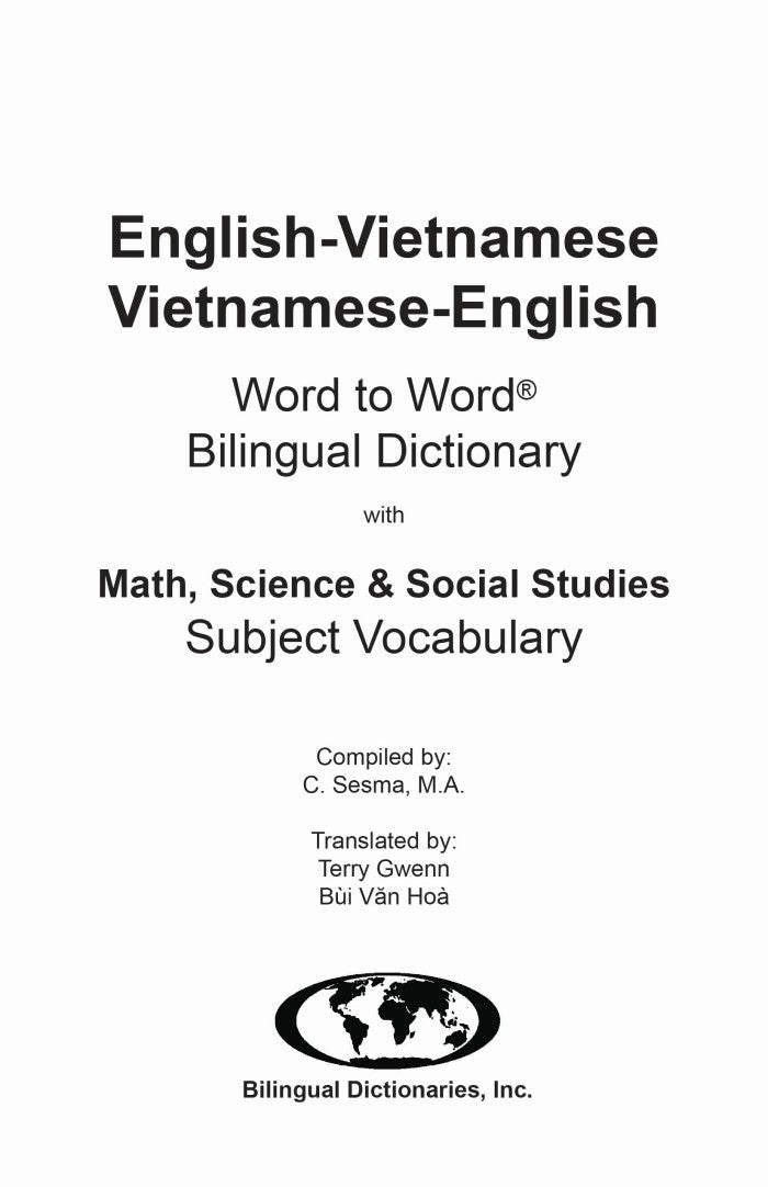 Vietnamese BD Word to Word® with Subject Vocab