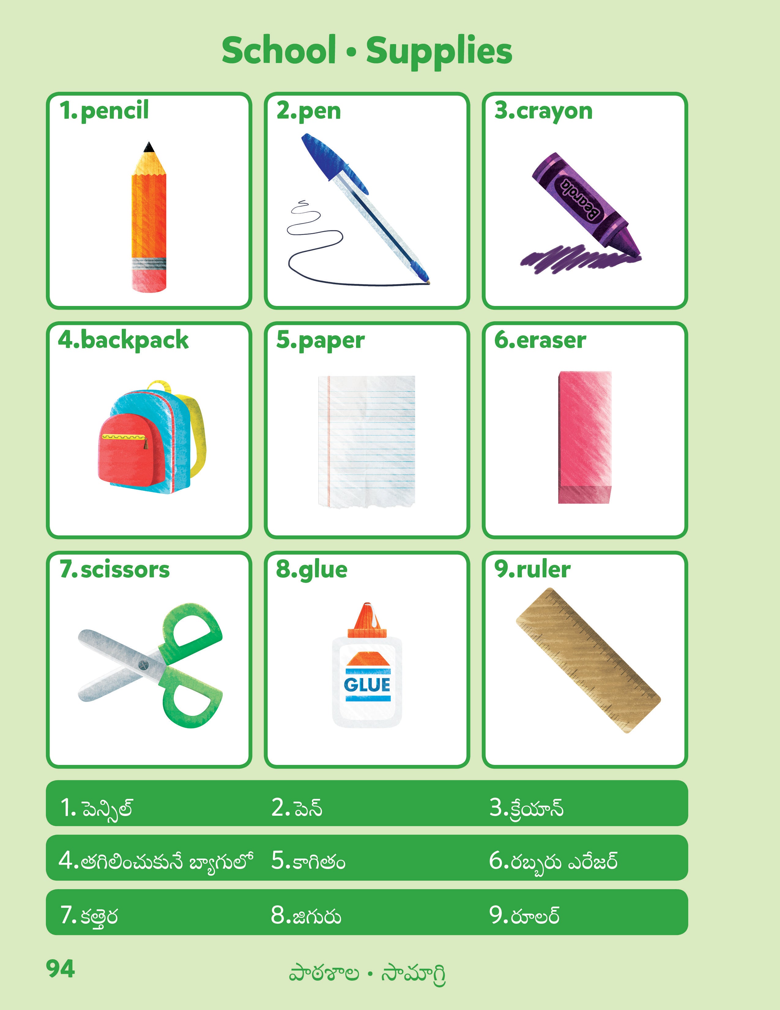 Telugu-English Sesma Children's Bilingual Picture Dictionary