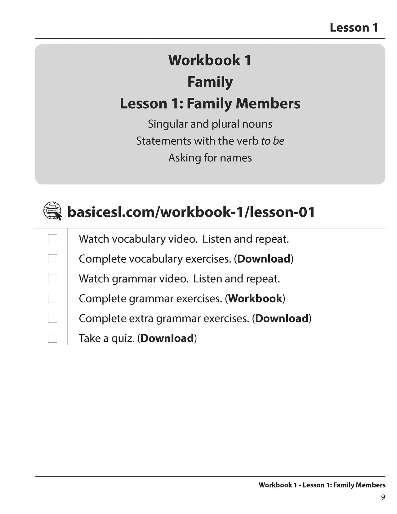 Basic ESL Workbook 1